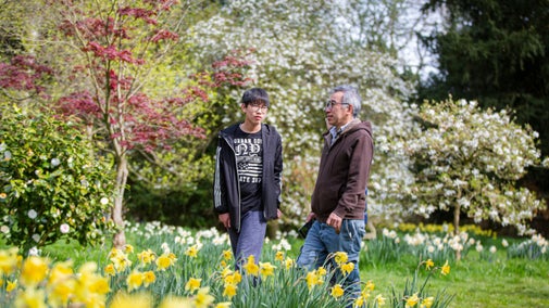 Visitors in the American Garden at Beningbrough Hall, North Yorkshire